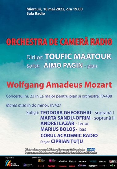 Dirijorul libanez TOUFIC MAATOUK și pianistul francez AIMO PAGIN: SEARĂ MOZART la SALA RADIO